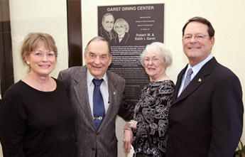 The dining center that serves students living in Hutchens House and Hammons House residence halls was recently dedicated as the Garst Dining Center in honor of Robert Garst, class of 1941, and his wife, Edith.